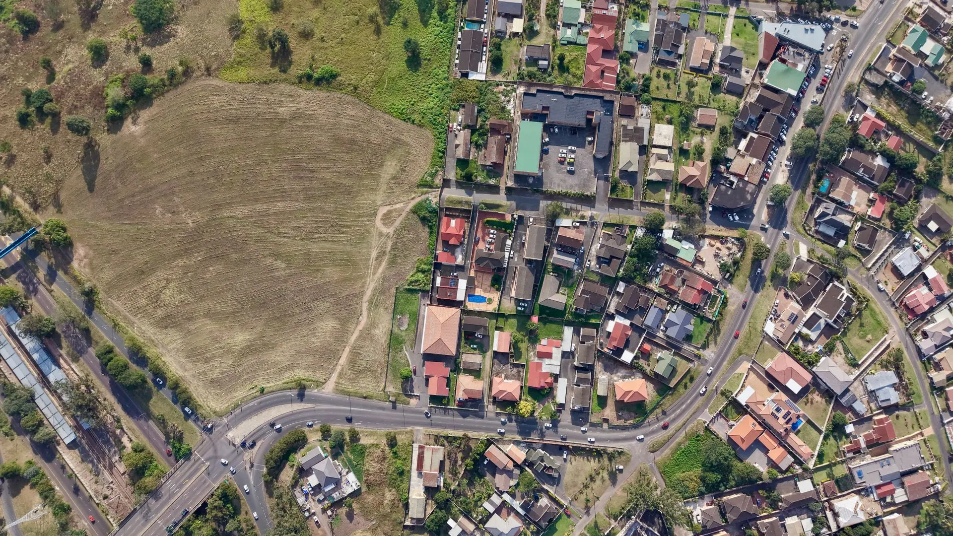A South African residential suburb seen from the air